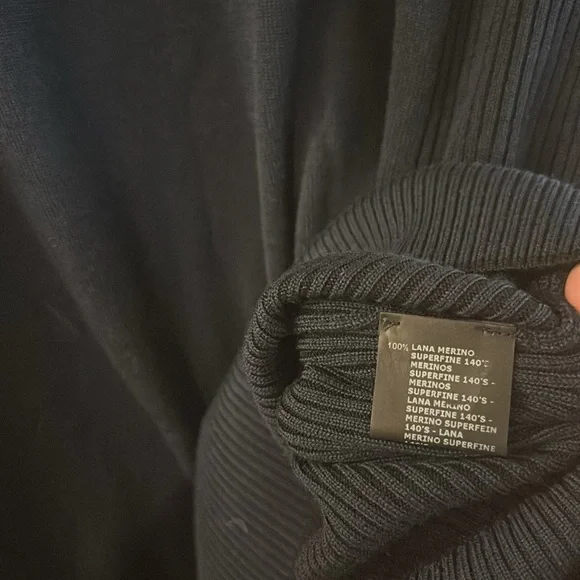 Fairbault Woolen Mill Co Wool Ribbed Quarter Zip Sweater New Navy Blue Size XL